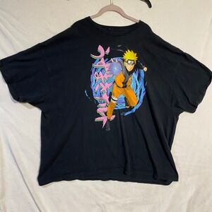 Naruto Shippuden Graphic T-Shirt Mens 5XL Black Rasengan Anime Short Sleeve L2